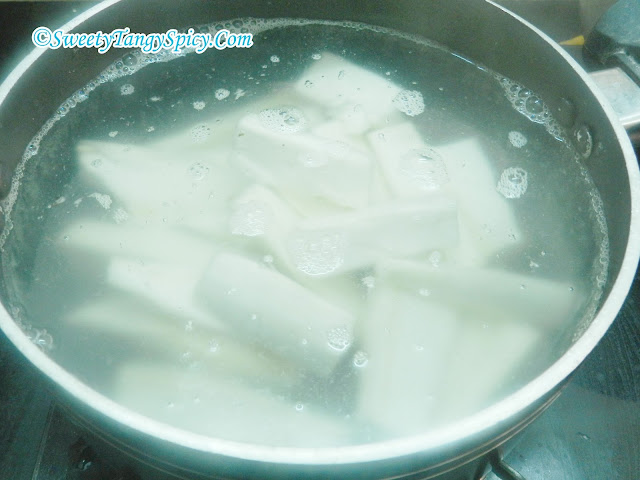 Step 5 - Add Chopped Tapioca to Boiling Water
