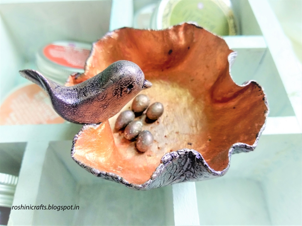 DIY Air Dry Paper clay bowl and bird Roshini Crafts