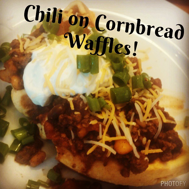 Reality Housewife Chili on Cornbread Waffles