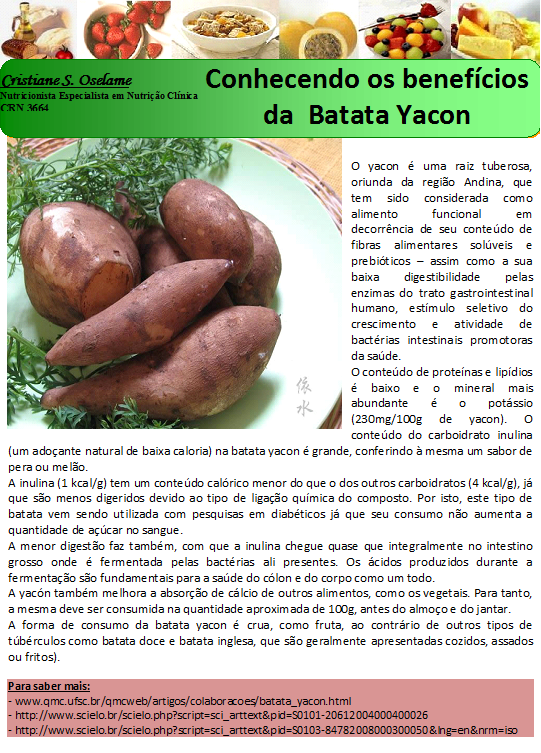 NUTRIÇÃO MAIS SABOR E SAÚDE: CONHECENDO OS BENEFÍCIOS DA BATATA YACON: