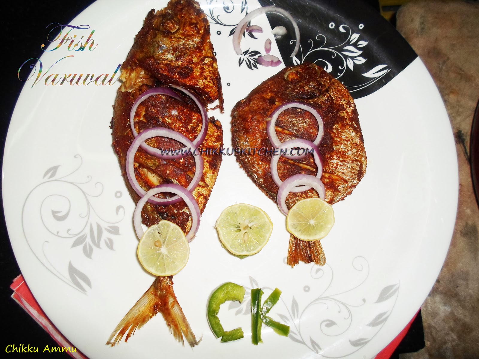 Chikkus Kitchen Fish Varuval Recipe / Whole fish Fry Recipe