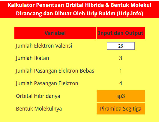Kalkulator Penentuan Orbital Hibrida Atom Pusat Bentuk Molekul Urip Dot Info