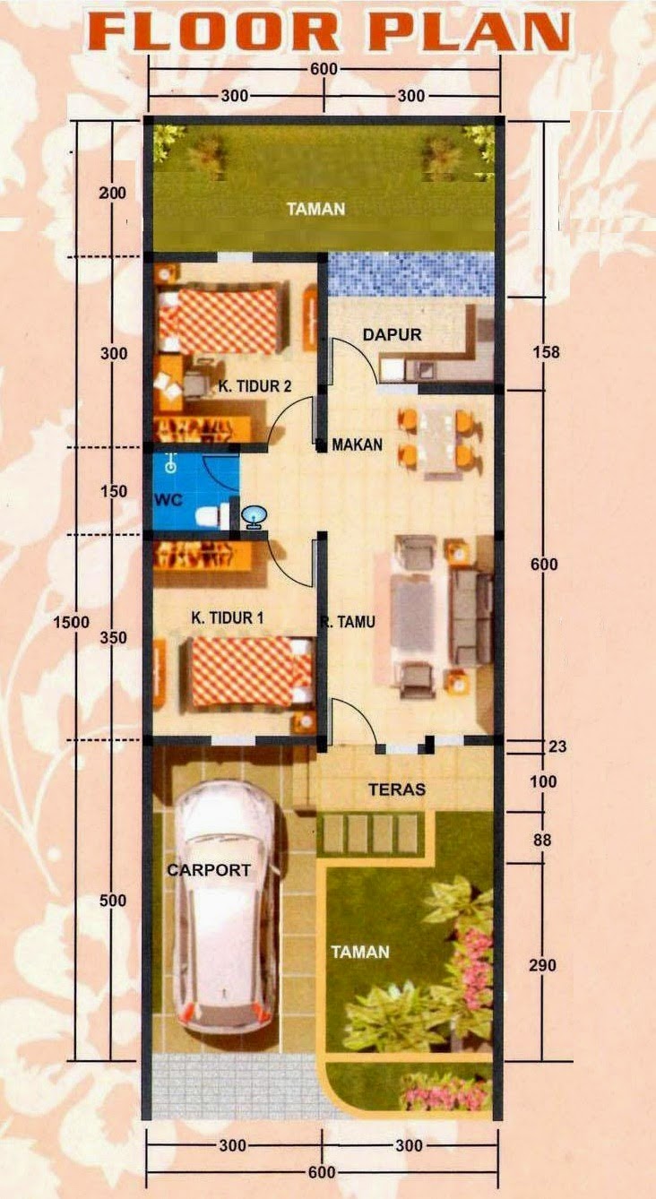 70 Desain Rumah Minimalis Ukuran 6x15 1 Lantai | Desain Rumah Minimalis