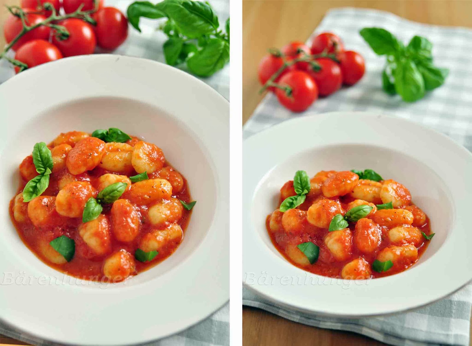 Bärenhunger: Gnocchi in Tomaten Basilikum Sauce