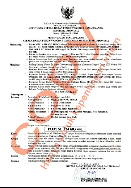 BPOM Melia biyang spray BPOM Melia biyang spray