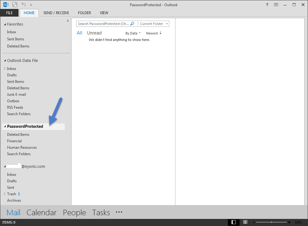 Eyonic Systems Creating a Secure Folder in Outlook with Password