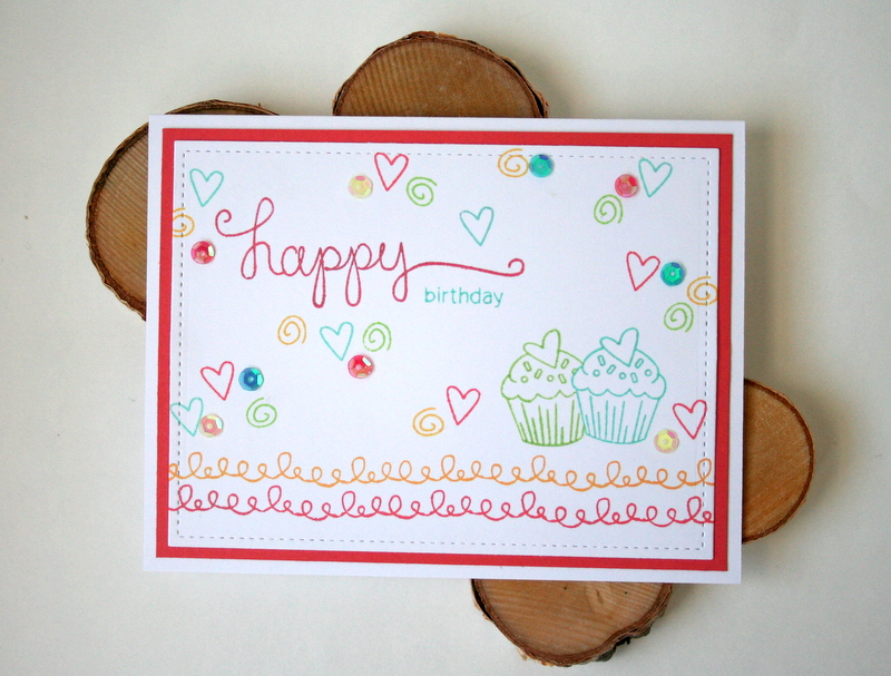 Happy Birthday Cupcake Card by Jess Moyer featuring Newton's Nook Love ala Carte and Simply Sentimental with My Style Sequins