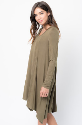 Buy Now Olive Back Raglan Draped Dress Online $38 -@caralase.com