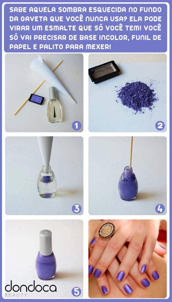 Como fazer esmalte com sombra de olhos Unhas Decor