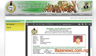 image:Print NYSC Batch B Stream ii call up Letter