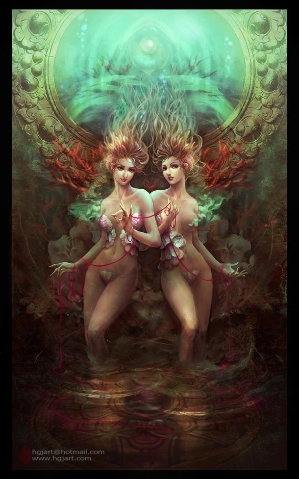 Guangjian Huang hgjart deviantart ilustrações fantasia chinesa mulheres sensuais peitos