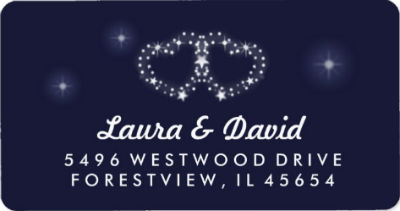 stars & hearts navy blue wedding address label sticker