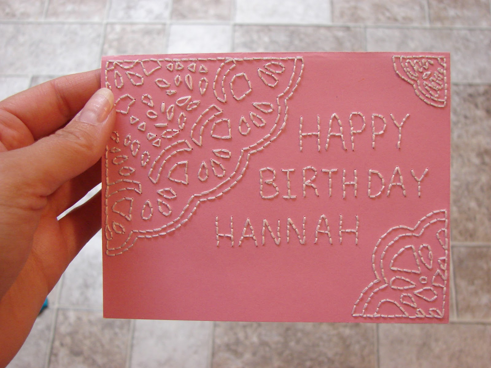 Color my world stitched birthday card