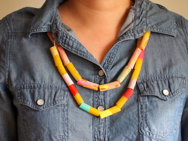 Painting Valentine's Day and African Inspired Pasta Necklaces Pink