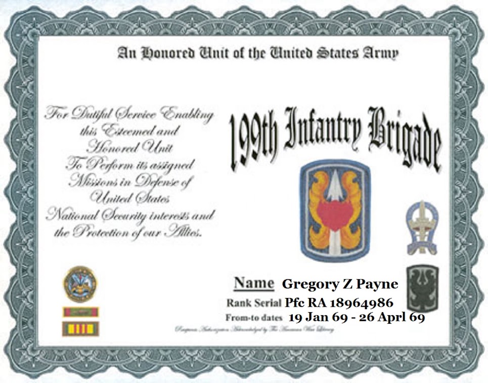 199th LIGHT INFANTRY BRIGADE UNIT MEMBERSHIP  CERTIFICATE