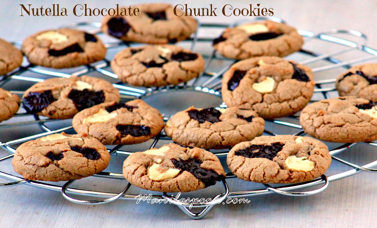 Love to eat these Nutella Choco Chunk Cookies warm when the gooey choco bits melt in your mouth. Enjoy with some ice cream for the ultimate treat! #nutella #cookies