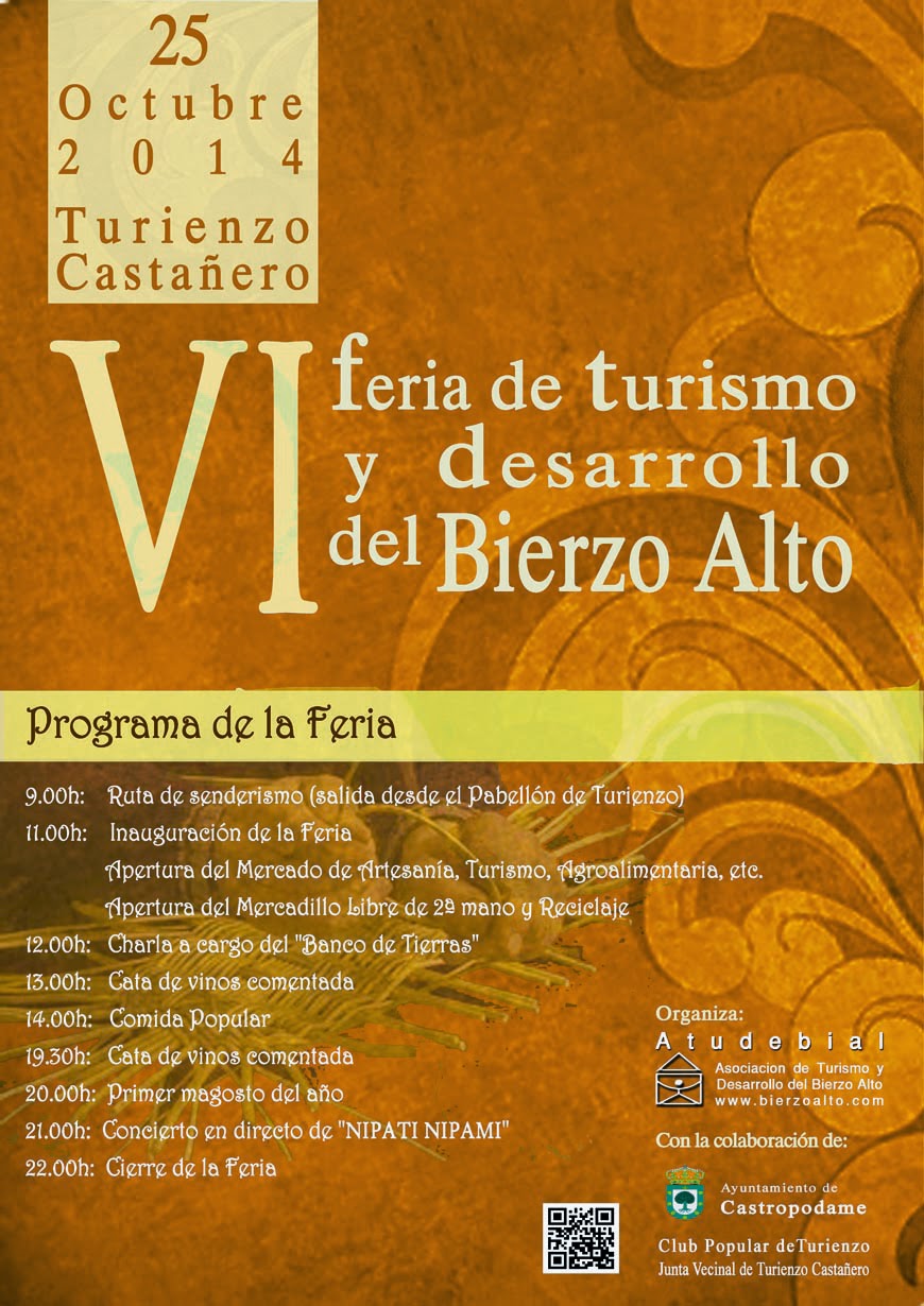 Cartel de la 6ª Feria de Turismo Rural y Artesanía del Bierzo Alto 6ª Feria de Atudebial