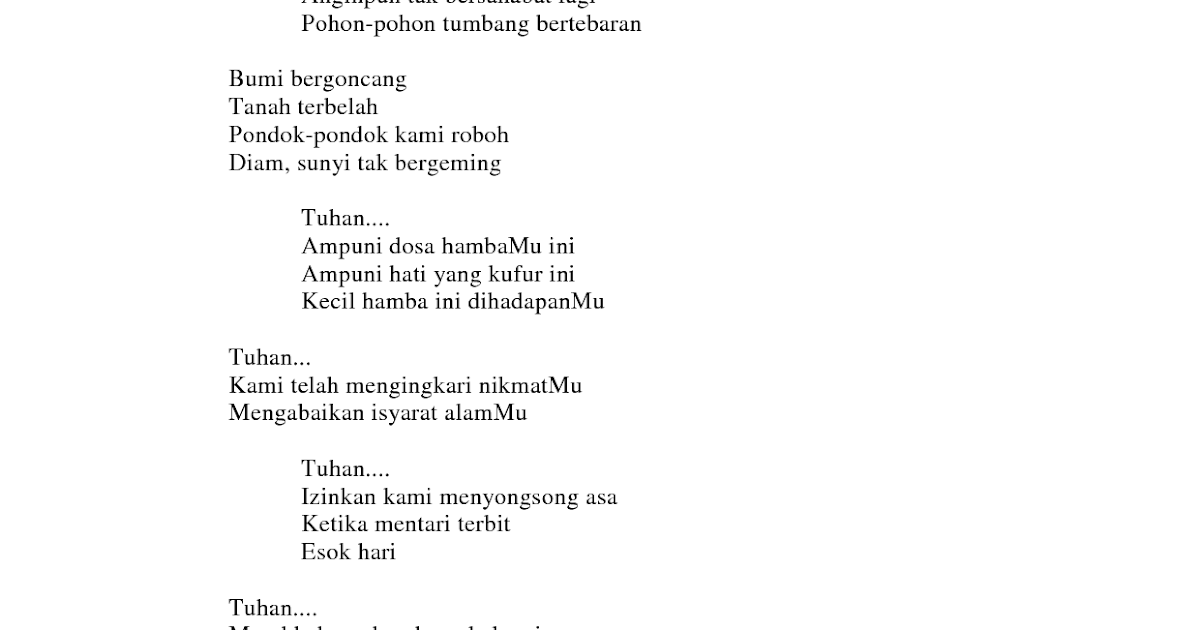 41+ Contoh Puisi Rima Bebas