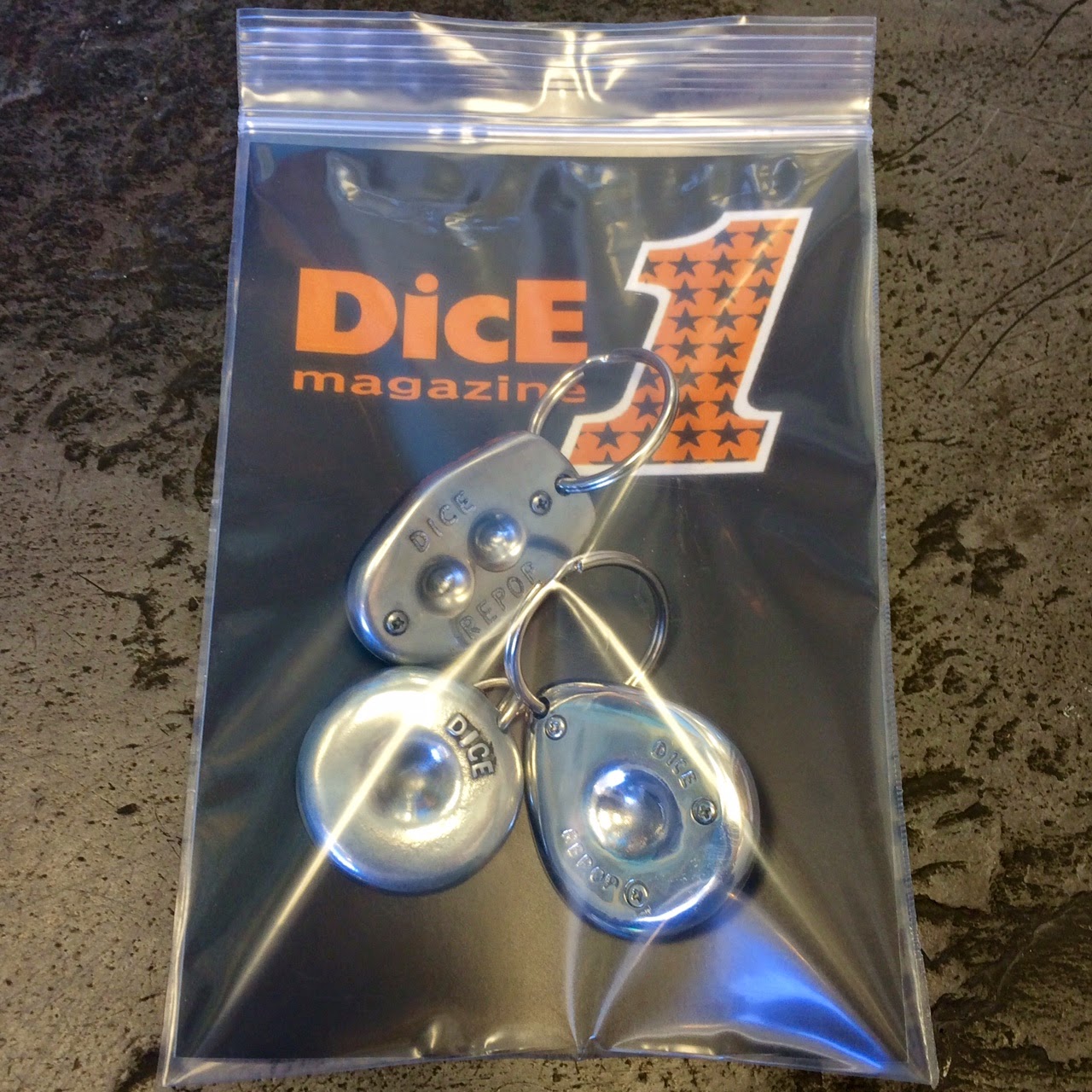 DicE Magazine Dice/Repop Set Of Three S&S Style Key Fobs.....And A New