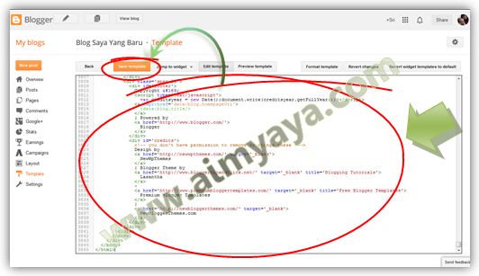  Gambar: Mengganti kode template blog dengan yang baru 