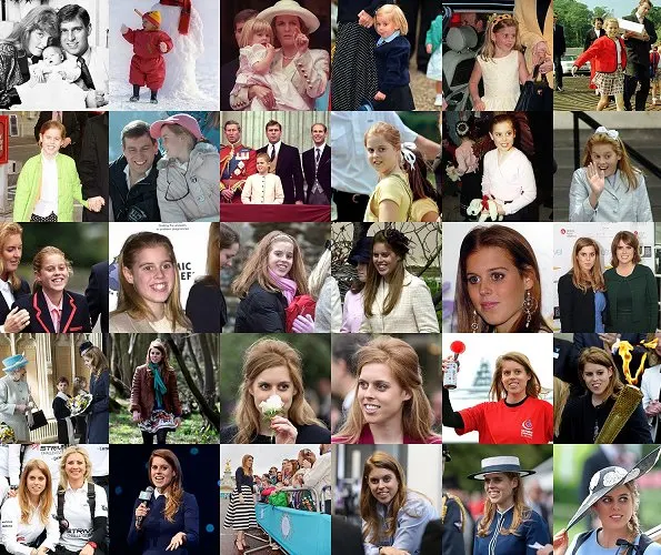 The royal family both tweeted and Instagrammed a collage of some never-before-seen photos to mark Beatrice's big day