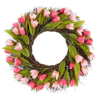 Light and dark pink tulip wreath
