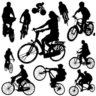 Siluetas de personas en bicicleta para diseñadores