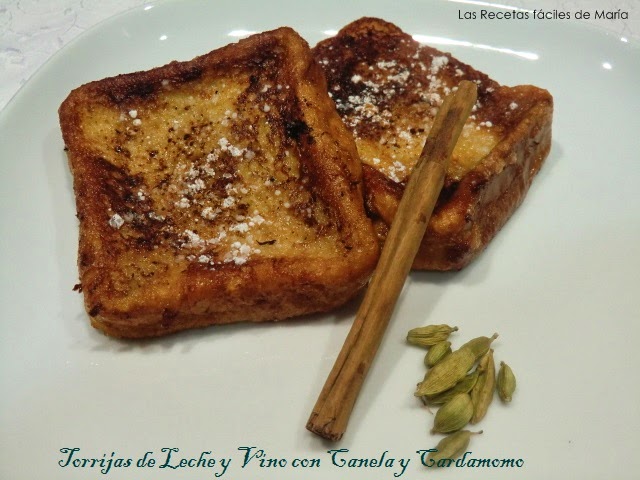 Torrijas de leche y vino con canela y cardamomo