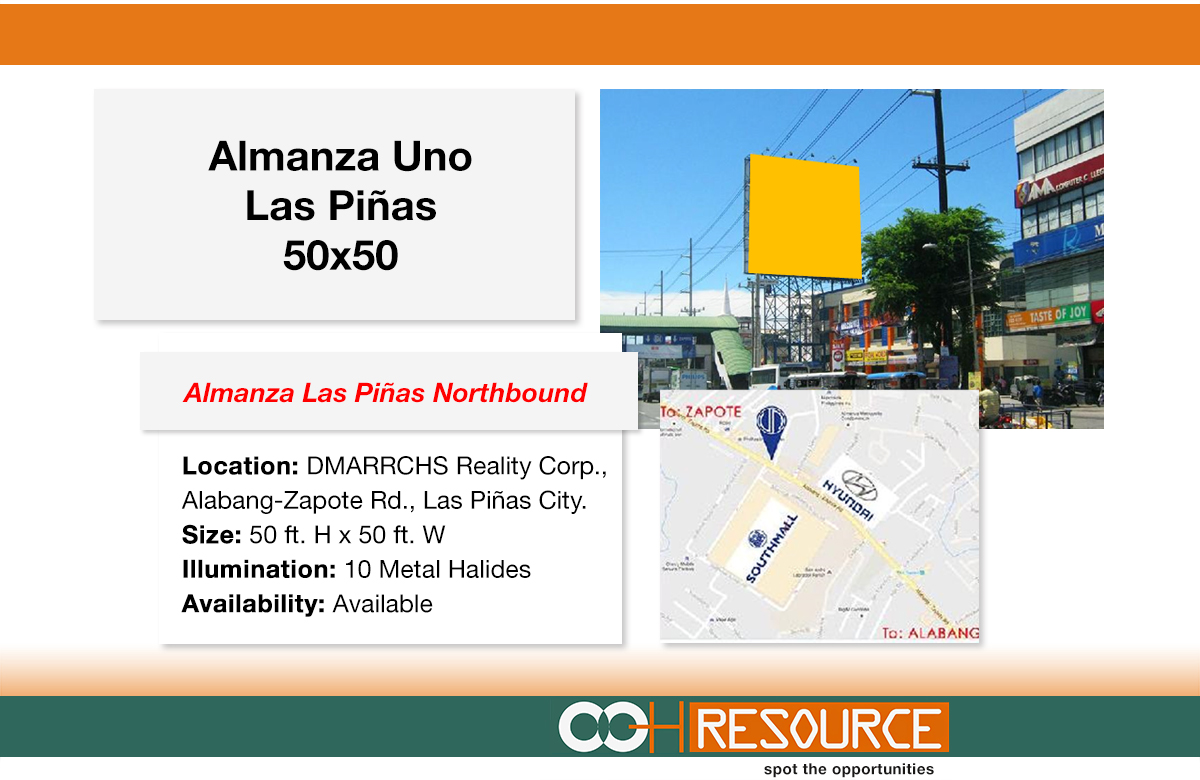 Available Billboard Almanza Uno Las Piñas Northbound OOH Resource