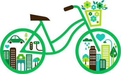 Bicicleta verde ciudad - Vector