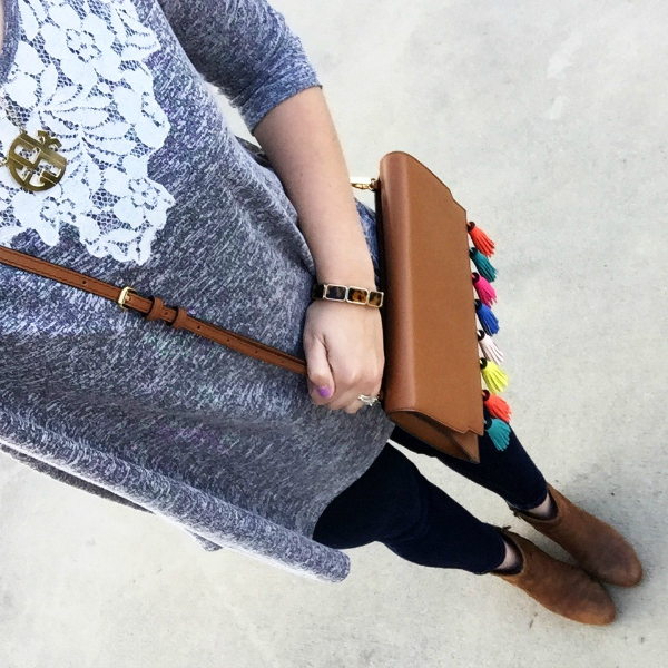 rebecca minkoff bag, monogram necklace, mom style