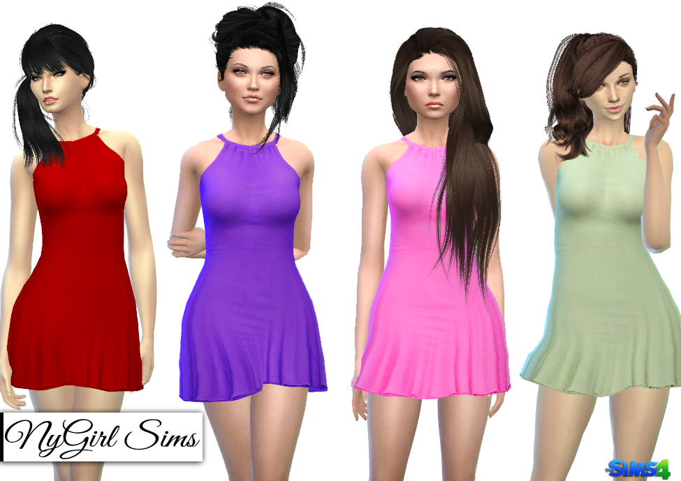 NyGirl Sims 4 Halter Skater Dress