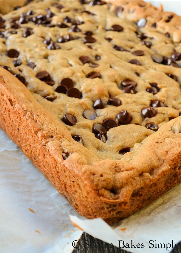 Brown Butter Blondies are the perfect recipe with a soft chewy center, and crispy edge making them a chocolate chip cookie favorite for dessert from Serena Bakes Simply From Scratch.