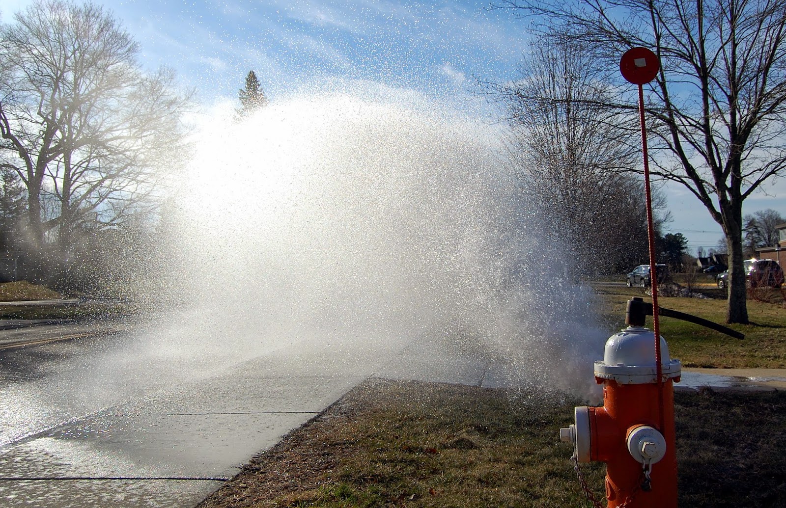 hydrant flushing at Parmenter School