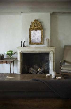 Fireplace surround, of an 18th Century Dutch Farmhouse,  interior elements by Antiek Amber, as seen on linenandlavender.net