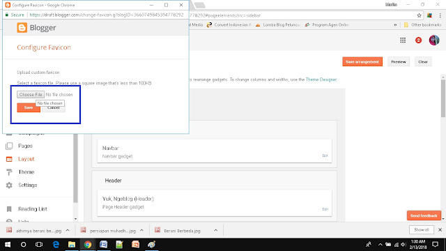 cara merubah favicon di blogspot upload square image