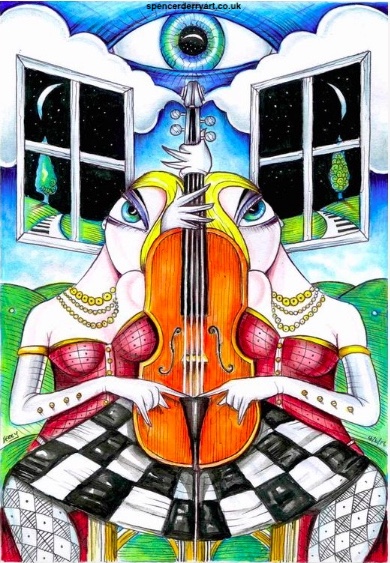 CELLO SONG | ORIGINAL SURREAL ART ILLUSTRATION SPENCER J DERRY ARTIST ARTWORK Buy Art | Affordable Original Surreal Illustration on Artfinder by British Artist Spencer J. Derry