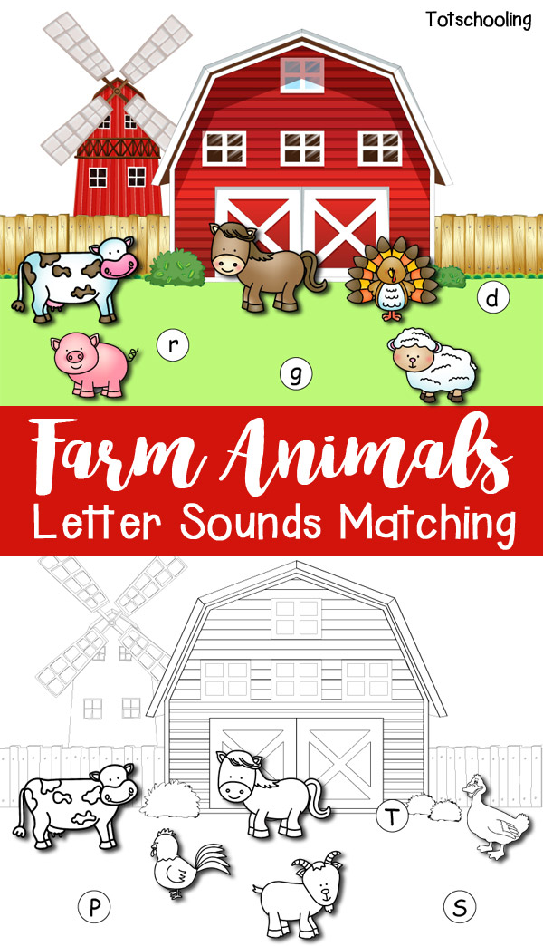 Farm Animals Letter Sounds Matching | Totschooling - Toddler, Preschool,  Kindergarten Educational Printables