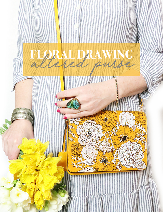 floral drawing- altered purse