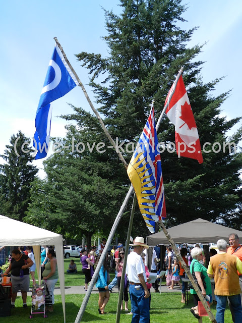 The flags for the Aboriginal, British Columbia and Canada all fly