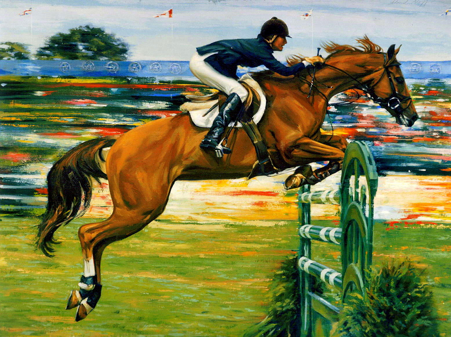 Leland Neff: Equestrian painting of Leland Neff