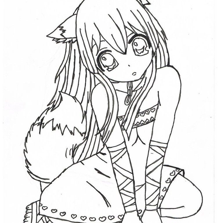 Kids Page: - Kids Anime Fox Girl Coloring Pages