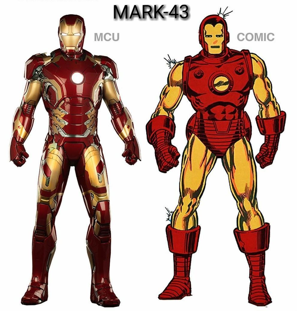 All MCU Ironman Suits & comparison with Comic suits.