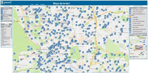 Mapa de la Bici del Ayuntamiento de Madrid - pincha para ampliar el plano