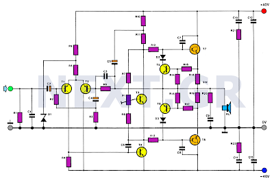 Simple 100W HiFi Audio Amplifier Circuit Diagram