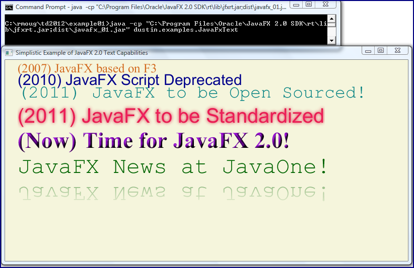 Inspired by Actual Events: Simple JavaFX 2.0 Text Example
