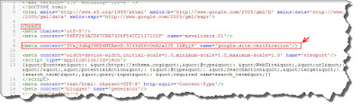 Cara Memasang Arahan Verifikasi Google Webmaster Tool Pada Template Blog