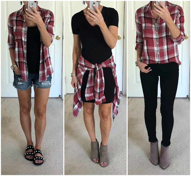 red checkered shirt outfit