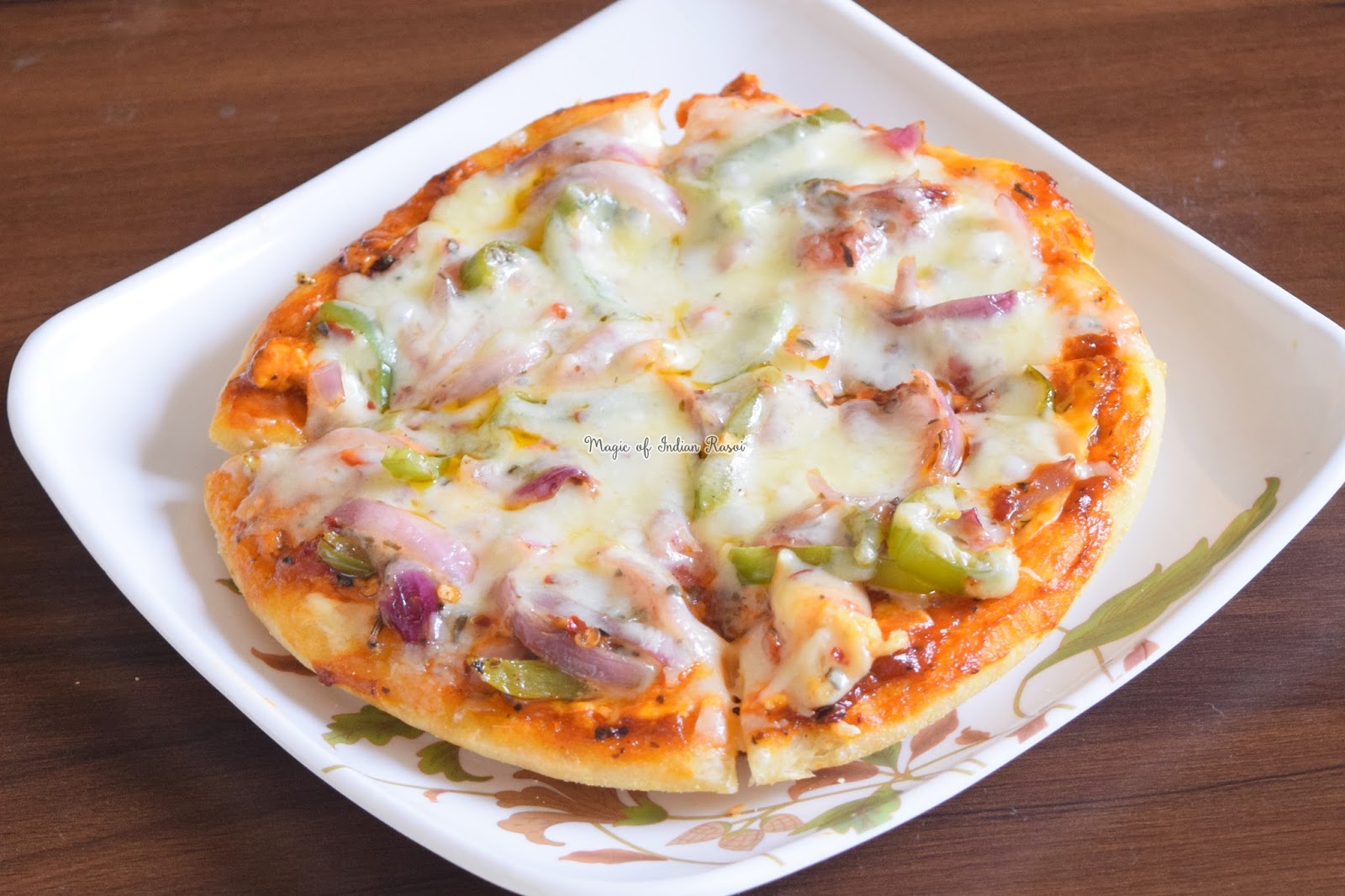 No Oven Veg Pizza - Pizza in Kadai Recipe - Homemade - No Yeast | Magic ...
