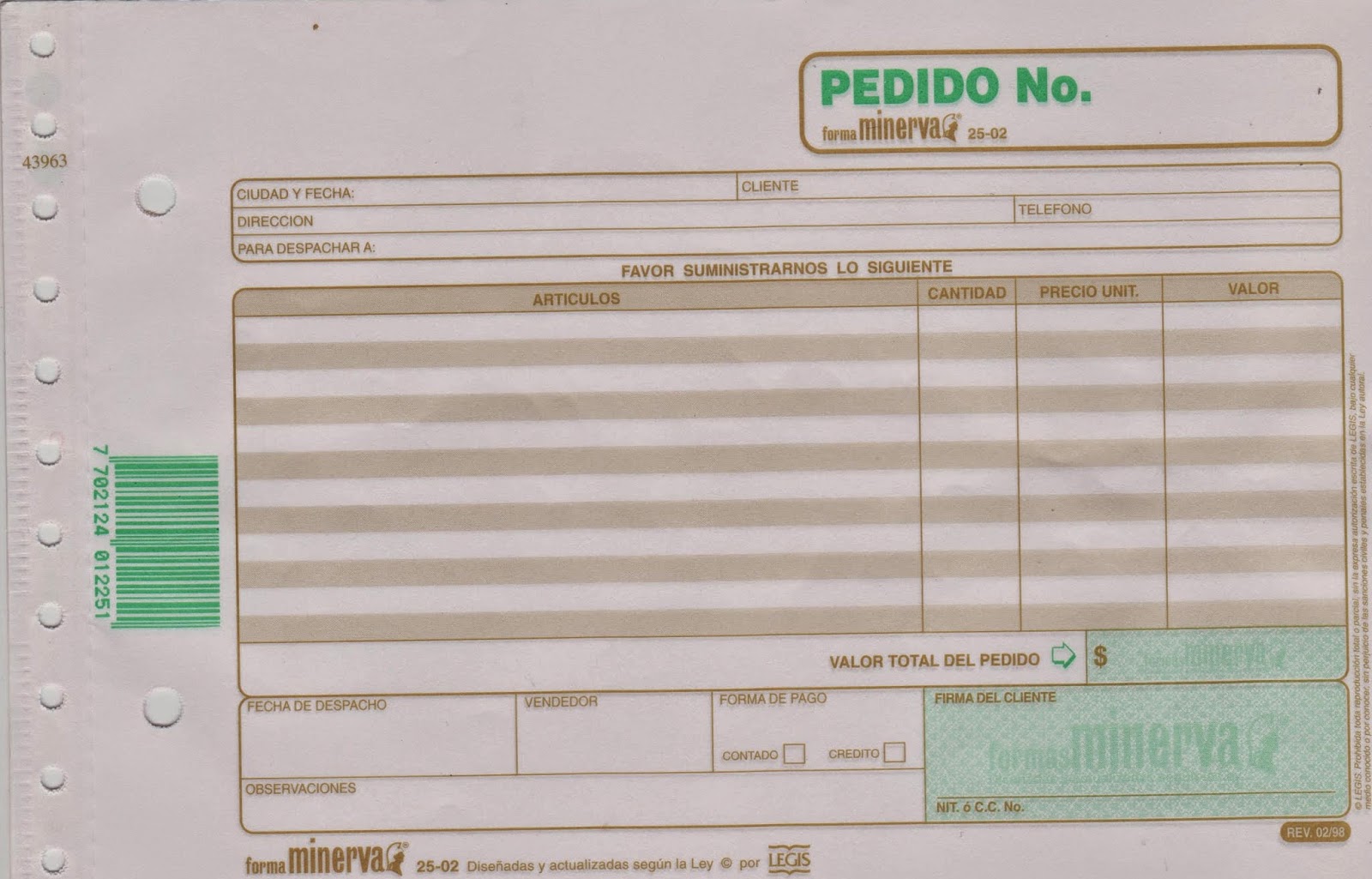 RECIBO Y DESPACHO 2014: DOCUMENTOS DE CONTROL